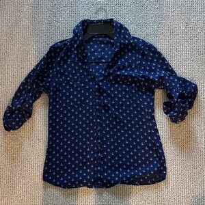 Express Navy Blue Anchor Print Blouse